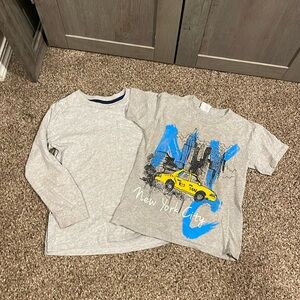 Two boys T-shirts, one long and one short, New York City taxi on it